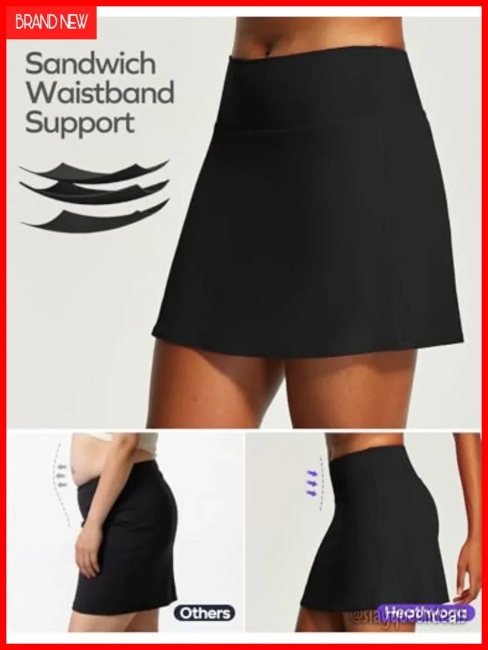 Tummy Control A-Line Tennis Skort with Pockets Built-in Shorts High Waisted